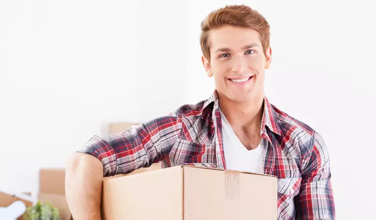 young man with a box