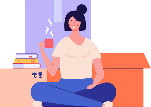 stress-free woman drinking tea