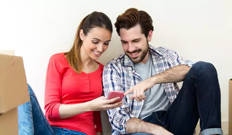 couple searching something on a mobile